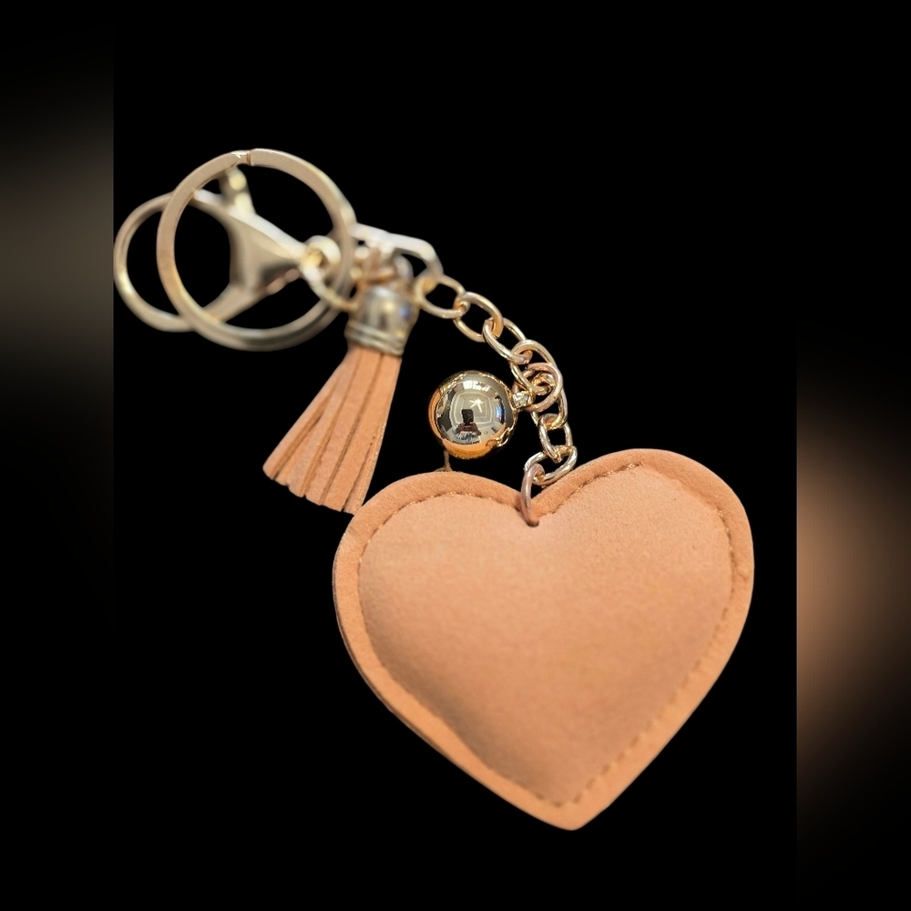 Gold and Silver Heart Bag Charm Keychain - Picture 2 of 2